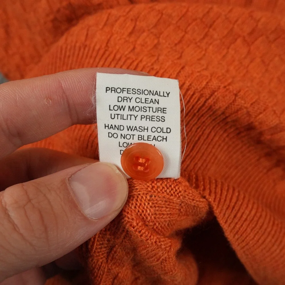 Gitman Bros Polo Sweater Mens XXL Orange Merino Cashmere Blend Made in Italy